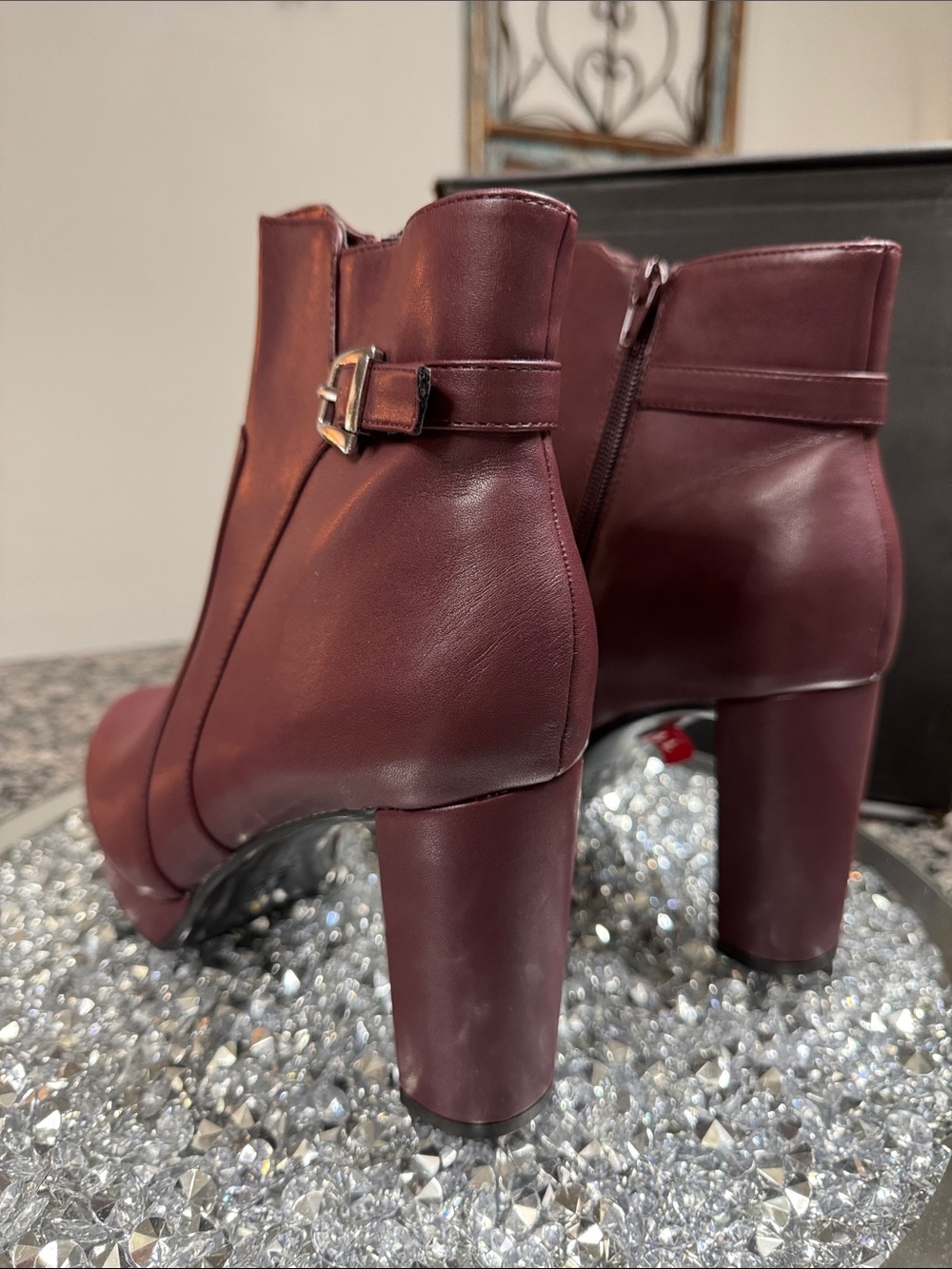 Naturalizer Braxton Burgundy Platform Ankle Boots NEW 11 - Picture 8 of 15
